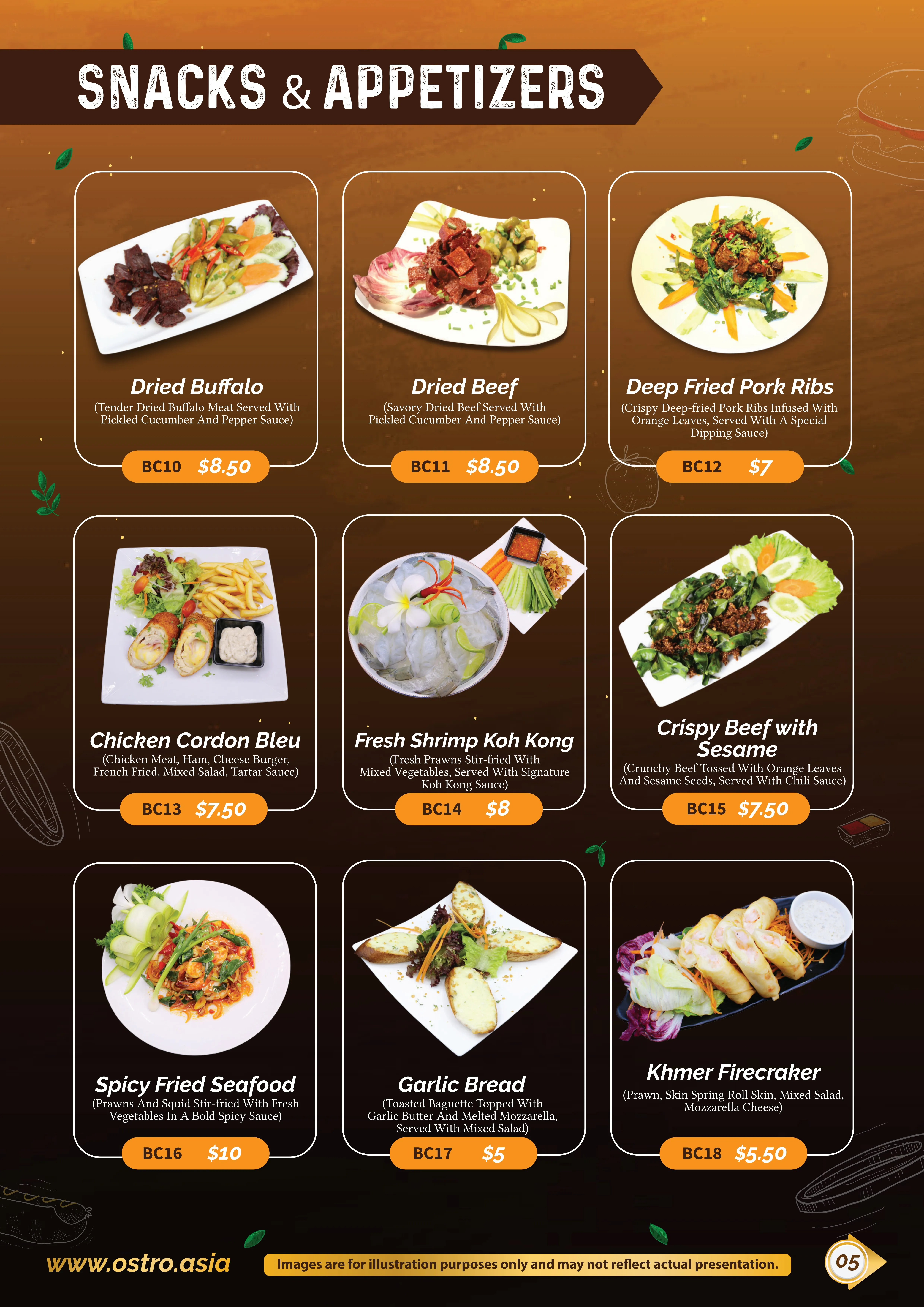 Snack & Appetizers Menu 2